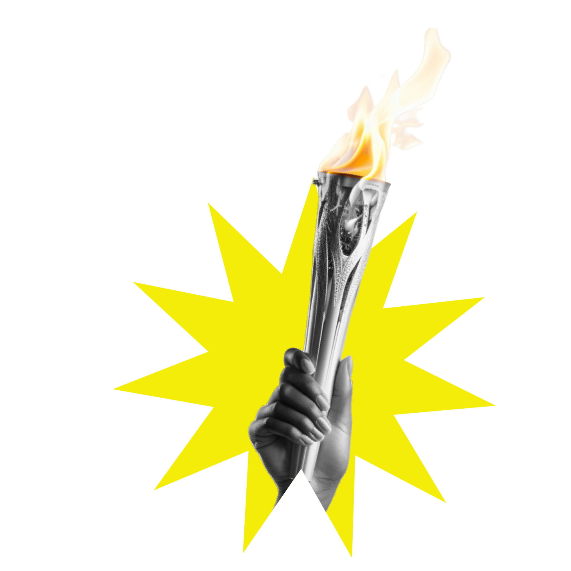 torche enflammée tenue par une main
